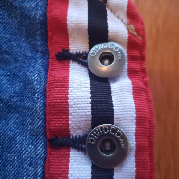 H&M Divided A-line Denim Jean Side Striped Overalls Romper Dress - Picture 10 of 12